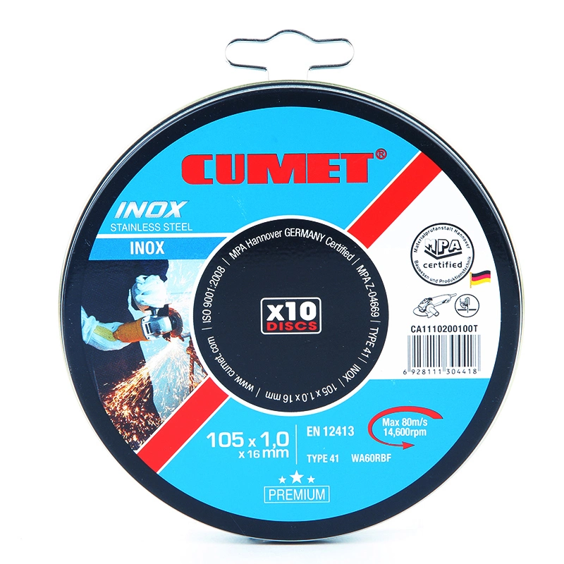 4" Flat Cutting Wheel for Inox in Metal Tin